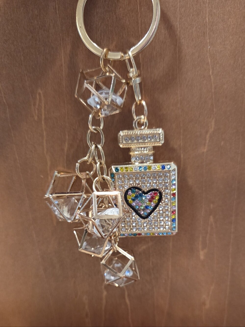 Luxury Bling Perfume Bottle Keychain Rainbow Rhinestone Bag Charm